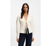 BOSS Cardigan a coste con cravatta sulla parte anteriore e maniche a palloncino - Style C_Fumm, 50554657 Colore neutro L