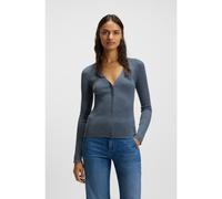 BOSS Cardigan con chiusura nascosta in lana merino finissima - Style Friva, 50544904 Blu XXL