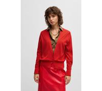 BOSS Cardigan in maglia con scollo a V in lana vergine - Style Funiota, 50530713 Rosso M