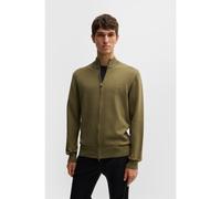 BOSS Cardigan in maglia di cotone con zip e logo ricamato - Style Palano-L, 50505998 Oliva M
