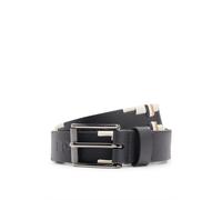 BOSS Cintura in pelle da equitazione con righe tipiche del marchio ricamate a mano - Style POLO BELT SIGNATURE BLACK, B1G2201 Nero 70