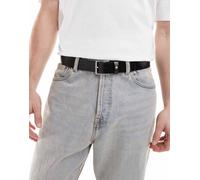 BOSS - Cintura nera con logo a bandiera-Nero 80