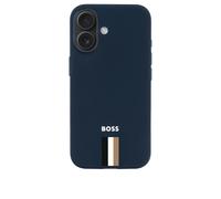 BOSS Custodia per iPhone 16 in blu opaco con righe tipiche del marchio - Style Case for iPhone 16 Iconic Navy, 58684021 Blu scuro pz.
