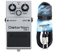 Boss Dispositivo per effetti DS-1 -WH Distortion Pedal Limited Edition con cavo per chitarra Keepdrum