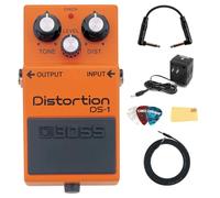 Boss DS-1 Distorsione Effetti di Chitarra Pedale Bundle con 9 V Power Adapter, Gearlux Strumento Cavo, Patch Cordino, Picks e Polishing Cloth