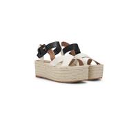 BOSS Espadrillas con fascette in pelle e tela e suola con plateau - Style Machica_Pltsan_CVBK, 50542339 Bianco / Nero 38