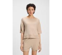 BOSS Felpa a coste con spacchi laterali - Style Ottoman_Sweatsh. BN, 50540029 Beige chiaro XXL