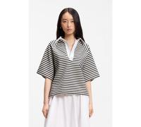 BOSS Felpa a righe in misto cotone con colletto Johnny - Style Essipa_striped, 50573725 Nero / Bianco S