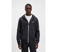 BOSS Felpa con cappuccio e zip in cotone elasticizzato con inserto a righe - Style Saggynos, 50511516 Blu scuro L