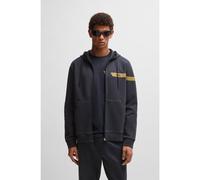 BOSS Felpa con cappuccio e zip in cotone elasticizzato con logo - Style Saggy 1_IN, 50550331 Blu scuro M