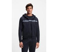 BOSS Felpa con cappuccio e zip in terry di cotone con logo e stampa a righe - Style Authentic Jacket H, 50554785 Blu scuro XL