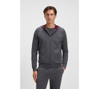 BOSS Felpa con cappuccio in cotone elasticizzato con zip e dettagli a contrasto - Style Mix&Match Jacket H, 50515313 Grigio scuro XL