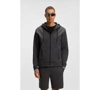 BOSS Felpa con cappuccio in misto cotone con zip e dettagli a righe - Style FZ Hoodie Zone, 50542974 Grigio scuro XXXL