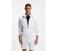 BOSS Felpa con cappuccio in misto cotone con zip e profili - Style SW_Join Saggy, 50553575 Bianco XL