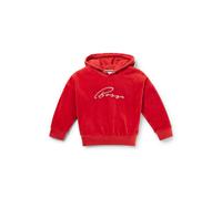 BOSS Felpa con cappuccio per bambini in velluto di misto cotone con logo scritto a mano - Style J15463/37312A, J15463 Rosso 114