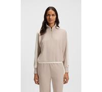 BOSS Felpa con colletto con zip e dettagli a contrasto - Style Twin_Sweatshirt, 50550718 Beige chiaro XS