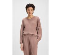 BOSS Felpa con scollo a V e maniche a palloncino - Style Scuba_Sweatshirt, 50545647 Marrone chiaro M