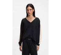 BOSS Felpa con scollo a V e righe a contrasto sulle maniche - Style TONE_Sweatshirt, 50566092 Nero M