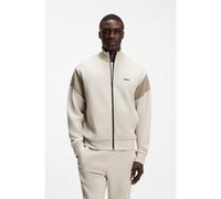 BOSS Felpa con zip in misto cotone con inserti a contrasto - Style SW_Union Skaz, 50563313 Beige chiaro XS