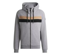 BOSS Felpa da equitazione con cappuccio e zip in cotone elasticizzato italiano - Style RIVER ZIP HOODIE GREYMELANGE, B6M1201 Argento XXL