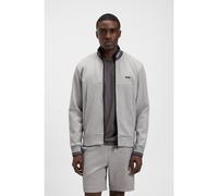 BOSS Felpa in misto cotone con zip e rifiniture a righe - Style FZ Zone, 50543081 Grigio M