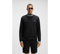 BOSS Felpa in misto cotone con zip e rifiniture a righe - Style FZ Zone, 50543081 Nero XXXL