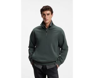 BOSS Felpa in terry di cotone con zip a un quarto - Style Ze_Smallzip, 50569548 Verde scuro XXL