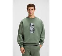 BOSS Felpa oversize in misto cotone con stampa fotografica - Style Stenson Zone, 50548324 Verde XXL