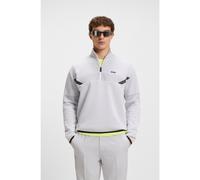 BOSS Felpa relaxed fit con colletto con zip e motivo jacquard trapuntato - Style QZ Sweat TL, 50543144 Grigio chiaro L