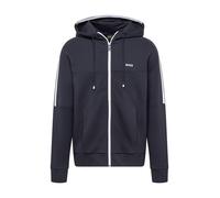 BOSS Felpa con cappuccio e zip in cotone elasticizzato con inserto a righe - Style Saggynos, 50511516 Blu scuro XL