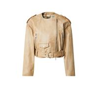 BOSS Cropped biker jacket in grained leather - Style C_Sadora, 50543026 Beige 38