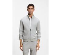 BOSS Giacca in misto cotone con lavorazione a nido d'ape - Style Structure Zip Jacket, 50559332 Grigio chiaro M