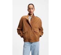 BOSS Giacca in pelle scamosciata stile blouson - Style C_Sabea, 50562753 Marrone 42