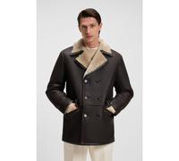 BOSS Giacca regular fit in pelle shearling italiana - Style L-Mabano, 50548628 Marrone scuro 48