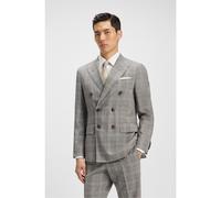 BOSS Giacca slim fit in lana vergine e seta a quadri - Style L-Heston-DB-252, 50545382 Marrone a motivi 54
