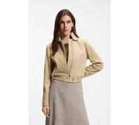 BOSS Giacca stile blouson in pelle scamosciata con monogramma Double B - Style Salene, 50552203 Beige chiaro 36