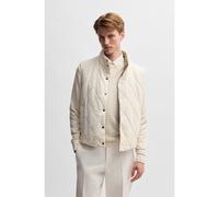 BOSS Gilet reversibile in pelle nabuk e tessuto a quadri - Style L-Mest1, 50530601 Bianco 54