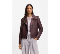 BOSS Giubbotto biker in pelle martellata con zip e borchie - Style C_Sandy, 50541769 Bordeaux 46