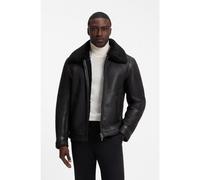 BOSS Giubbotto in pelle martellata con colletto in shearling - Style H-Morbin, 50570556 Nero 46