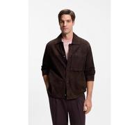 BOSS Giubbotto in pelle scamosciata con chiusura a bottoni automatici - Style C-Molot, 50558651 Marrone scuro 48