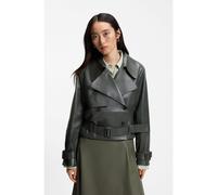 BOSS Giubbotto in pelle stile trench - Style Satela1, 50566471 Verde scuro 48