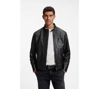 BOSS Giubbotto slim fit in pelle con dettagli biker - Style Joslay1, 50566585 Nero 48