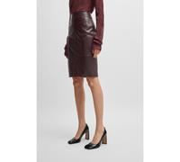 BOSS Gonna a tubino in pelle con rifiniture a pannelli - Style Selrita5, 50460741 Rosso scuro 36