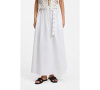 BOSS Gonna lunga in popeline di cotone con cintura a occhiello - Style C_Vidol, 50559088 Bianco 42