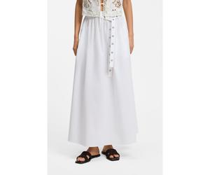 BOSS Gonna lunga in popeline di cotone con cintura a occhiello - Style C_Vidol, 50559088 Bianco 44
