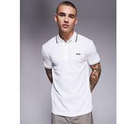 BOSS Green - Paddy - Polo piqué bianca con logo e righe a contrasto sui bordi-Bianco XL