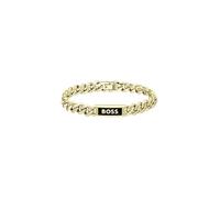 BOSS Jewelry Braccialetto a Catena da Uomo Collezione KASSY EMBLEM in Oro Giallo con una Placca in Smalto Nero - 1580680M, Oro, Medium