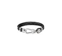 BOSS Jewelry Braccialetto da Uomo Collezione ARES PRIME con Pelle Nera e Chiusura in Acciaio Inossidabile - 1580699M, nero