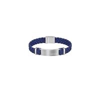 BOSS Jewelry Braccialetto da Uomo Collezione DYLAN con Pelle Scamosciata Intrecciata Blu e Dettagli in Acciaio Inossidabile - 1580609S