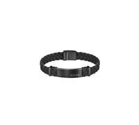 BOSS Jewelry Braccialetto da Uomo Collezione DYLAN con Pelle Scamosciata Intrecciata Blu o Nera e Dettagli in Acciaio Inossidabile